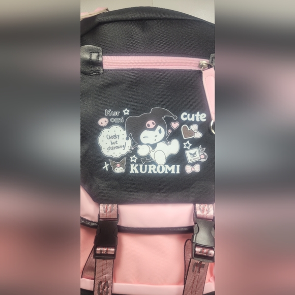 Kumori Cute Black and Pink Backpack with Keychain and charger main image 2